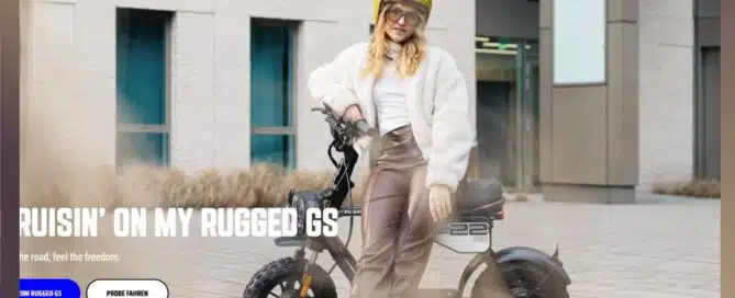 Klappbarer Lenker und Vorderradfederung: Der Coopop Rugged GS setzt neue Maßstäbe bei robusten E-Scootern mit Straßenzulassung.“